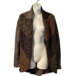 A. Giannetti Geometric Pattern Open Front Cardigan Sweater Multi Color Size M